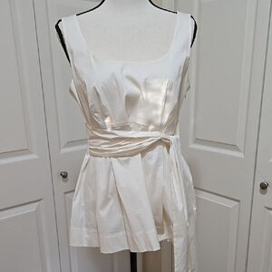 NWT Ann Taylor Ivory Sleeveless Blouse with Waist Tie 10P